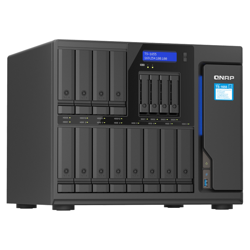威联通（QNAP）TS-1655 16盘位桌面型大容量八核心性能强大混合式存储2.5GbE网络存储NAS