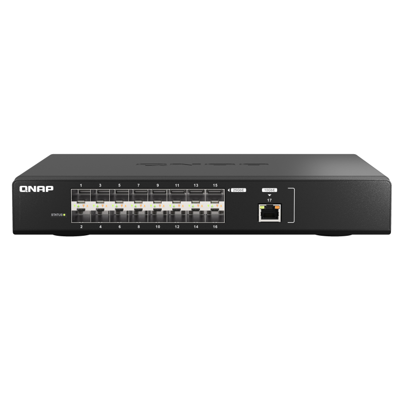 QNAP威联通交换机 QSW-M5216-1T高速 25GbE 光纤网管型交换机，兼具 10GbE 网络端口灵活配置