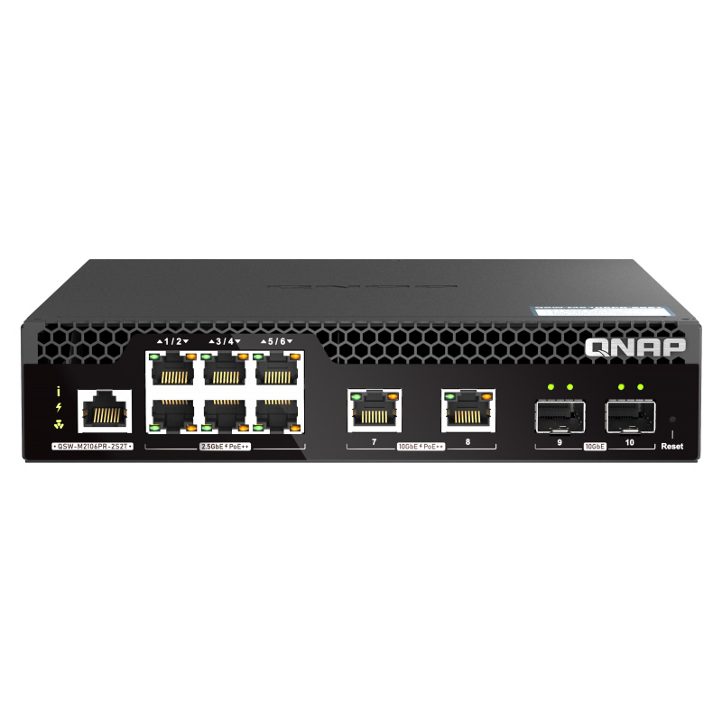 QNAP威联通 QSW-M2106PR-2S2T ,半机架宽 10GbE与2.5GbE 网管型交换机